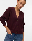 Cardigan de Malha - Bordo