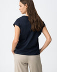 T-shirt Decote em V - Marinho