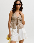 Linen Top - Silver Mink