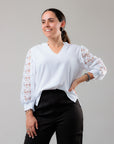 Blusa com Pormenor na Manga - Branco