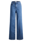 Calças de Ganga Wide Leg - Azul Médio