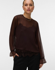 Blusa com Renda - Castanho