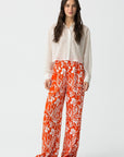 Calças com Padrão - Laranja