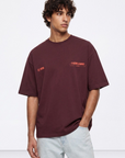T-shirt com Estampado Traseiro - Bordo