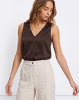 Blusa de Cetim - Castanho