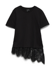 T-shirt com Renda - Preto