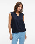Blusa com Decote em V - Marinho