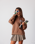 Hoodie com Estampado Traseiro - Castanho