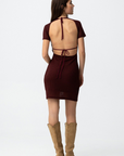 Vestido Curto - Bordo