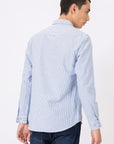 Camisa Regular Fit às Riscas - Azul Claro