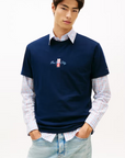 T-shirt com Estampado Traseiro - Marinho