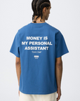 T-shirt com Estampado Traseiro - Azul Médio