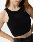 Top Cropped com Bordado Frontal - Cinza escuro