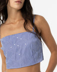 Crop Top com Lantejoulas - Azul Escuro