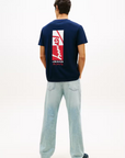T-shirt com Estampado Traseiro - Marinho