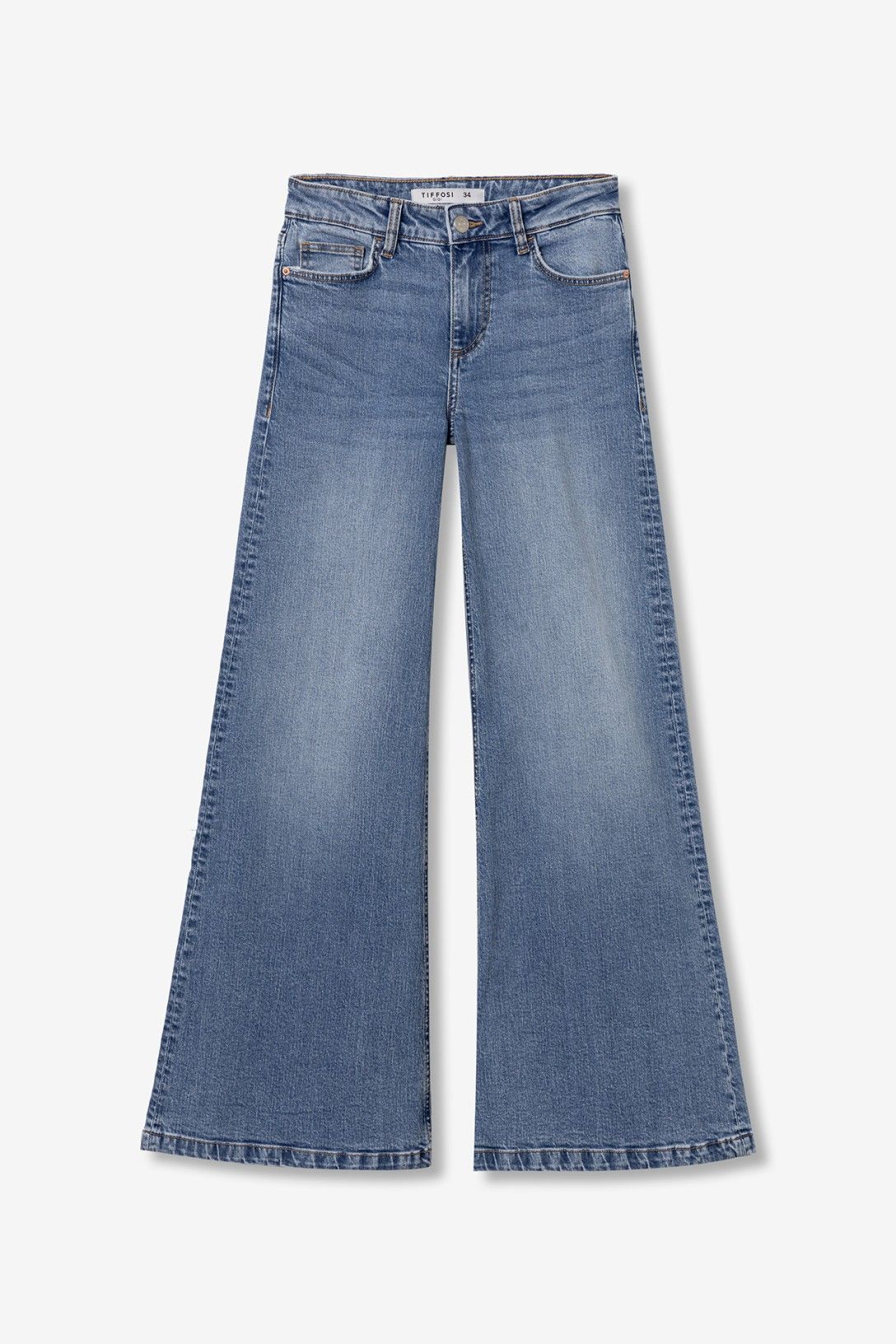 Calças de Ganga Wide Leg - Azul Médio