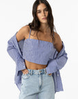 Crop Top com Lantejoulas - Azul Escuro