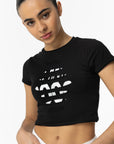 T-shirt Estampado Frontal com Rasgões - Preto