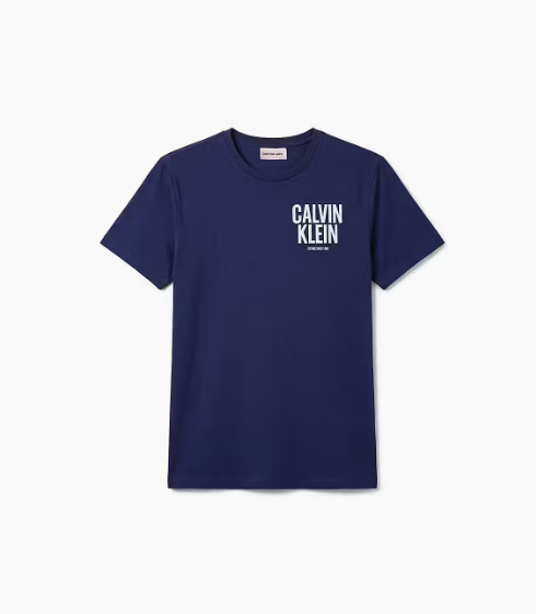 T-shirt com Estampado Traseiro - Azul Médio