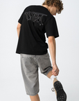 T-shirt com Estampado Traseiro - Preto
