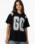 T-shirt Oversize com Estampado - Preto