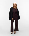 Calças Wide Leg - Bordo