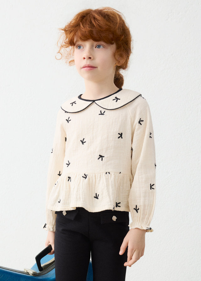 Blusa Bordada - Crú