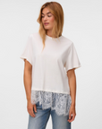 T-shirt com Renda - Branco