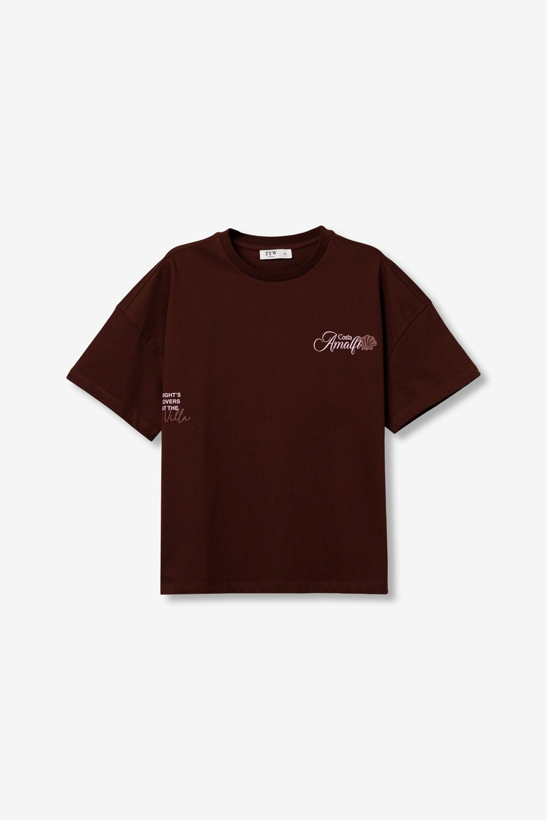 T-shirt com Estampado Traseiro - Bordo