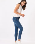 Calças de Ganga Double-up Skinny - Azul Médio