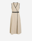 Vestido Midi com Cinto - Bege