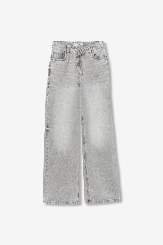 Calças de Ganga Cruzadas - Cinza