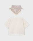 T-shirt com Lenço - Bege