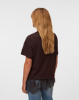 T-shirt com Renda - Castanho