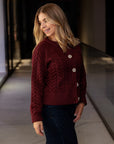 Cardigan de Malha - Bordo