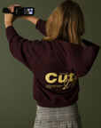 Hoodie com Estampado Traseiro - Bordo