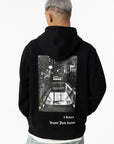 Hoodie com Estampado Traseiro - Preto