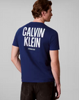T-shirt com Estampado Traseiro - Azul Médio