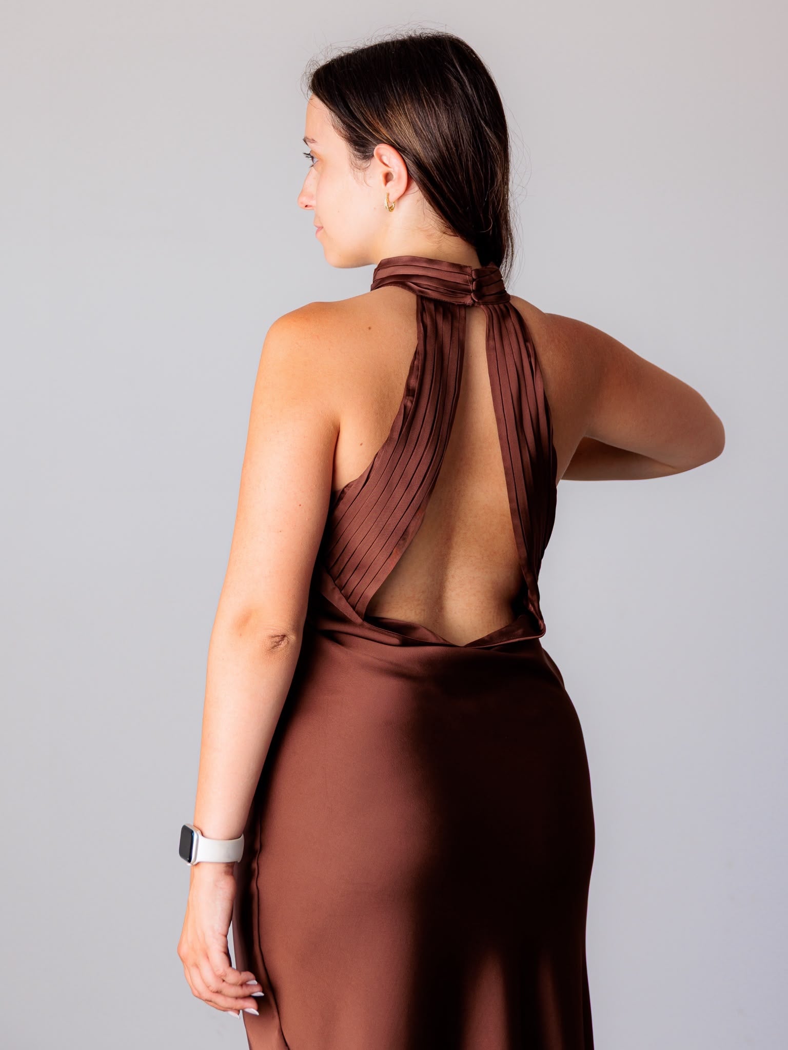 Vestido de Cetim - Castanho