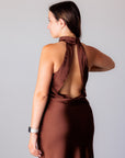 Vestido de Cetim - Castanho
