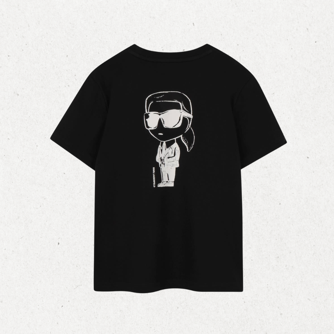 T-shirt com Estampado Traseiro - Preto