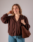 Blusa Franzida - Castanho