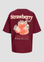 T-shirt com Estampado Traseiro - Bordo