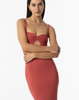 Vestido Midi Cut Out - Vermelho