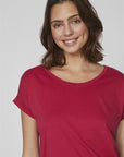 T-shirt com Gola Redonda - Rosa