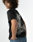 T-shirt com Estampado Traseiro - Preto