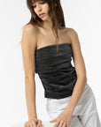 Top Bandeau Drapeado com Brilho - Preto