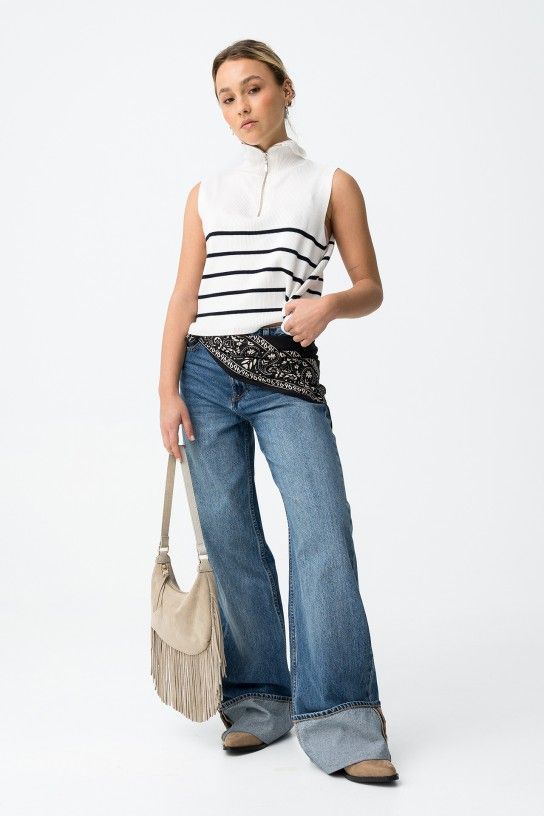 Calças de Ganga Kylie - Azul Médio