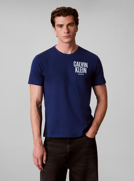 T-shirt com Estampado Traseiro - Azul Médio