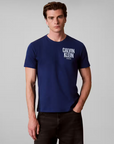 T-shirt com Estampado Traseiro - Azul Médio